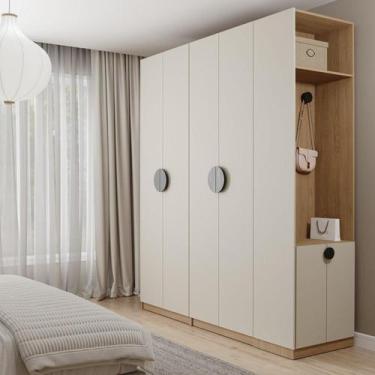 Imagem de Conjunto Modulado Joy 3 Peças Cabideiros, Nicho com 2 Gavetas e Sapate