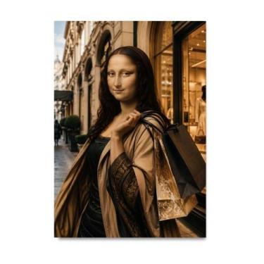 Imagem de Placa Decorativa Mona Lisa nas Compras 21x30cm - Quadro Decoração