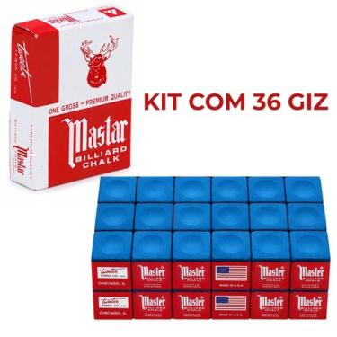 Imagem de Kit Com 36 Giz de Sinuca Profissional Premium Master Azul - Castela