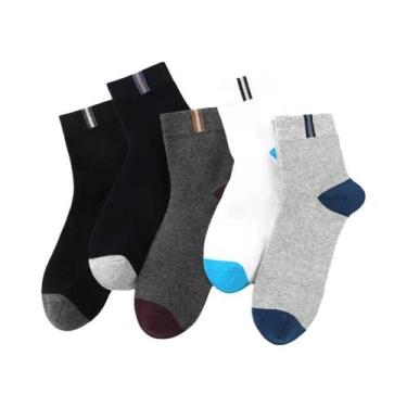 Imagem de Meias Masculinas De Cano Médio 5 Pares Confortáveis De Algodão Estilo 