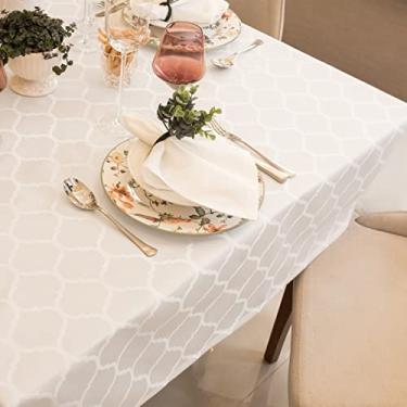 Imagem de Toalha De Mesa Impermeável Quadrada 8 Lugares 2,10x2,10m Jacquard (Marrocos Branco)