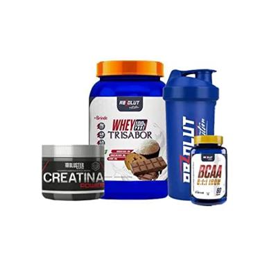 Imagem de COMBO WHEY TRISABOR + CREATINA + BCAA + COQUETELEIRA Abslout Nutrition (Cookies/Chocolate/Leitinho)