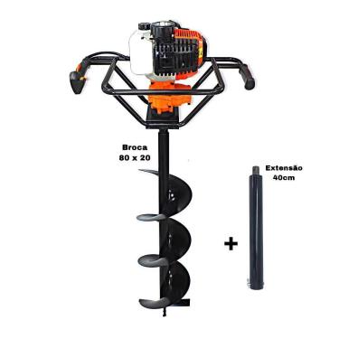 Imagem de KIT Perfurador de Solo Vulcan VPS520 2T 52CC 2,5HP com Broca 80x20cm + Extensão 40cm co...