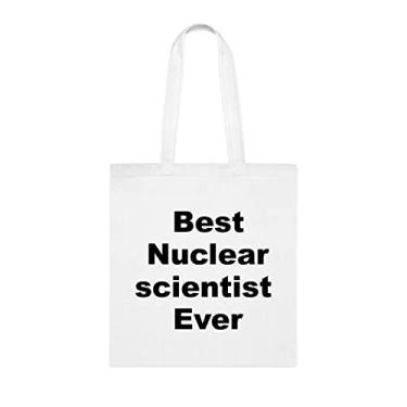 Imagem de Bolsa tote de cientista nuclear, a melhor bolsa de cientista nuclear, presente de cientista nuclear, bolsa de ombro cientista nuclear, bolsas reutilizáveis de cientista nuclear, ideia de de Natal, Branco