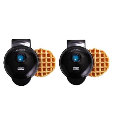 Imagem de DASH Mini máquina de waffle (pacote com 2) para waffles individuais hash brown, Chaffles Keto com superfícies antiaderentes fáceis de limpar, 10 cm, preta