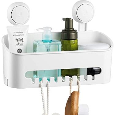 Imagem de ilikable Suporte de chuveiro a vácuo com ventosa sem perfuração removível à prova d'água prateleira de parede de banheiro organizador de armazenamento para shampoo, condicionador,