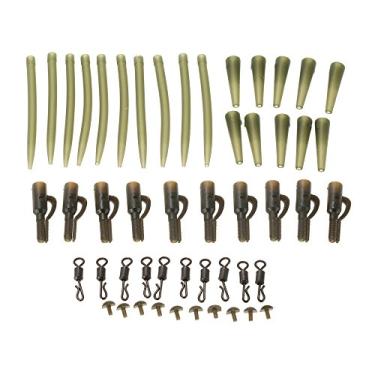 Imagem de Tingpai 50pcs / 10set Terminal Carp Pesqueiro clipes de chumbo de segu nça com pinos de cauda de bor cha Tubos ema nhado mangas de troca rápida Rolamentos Swivels
