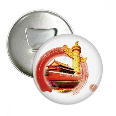 Imagem de Huabiao Tianananmen abridor de garrafas redondo patriotismo ímã de geladeira emblema multifuncional