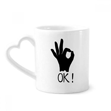 Imagem de Caneca com gestos personalizados OK Outline café cerâmica copo de coração de vidro