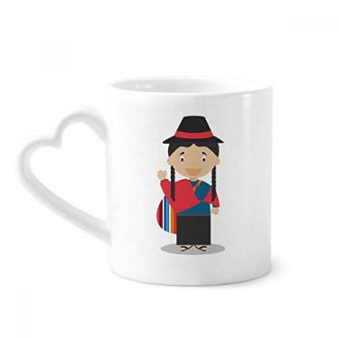 Imagem de Caneca de desenho animado do Equador azul vermelho café cerâmica copo de coração de vidro