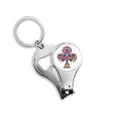 Imagem de Club Playing Cards Padrão Geométrico Alicate de Unha Anel Chaveiro Abridor de Garrafas Cortador