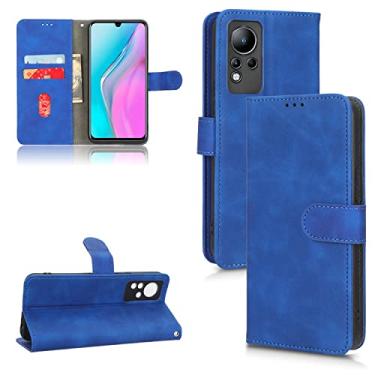 Imagem de Capas de telefone Business Skin Feel compatíveis com Infinix Note 11 Note11 Capa de couro slots para cartão clipe carteira capa de telefone à prova de choque (azul, Infinix Note 11)