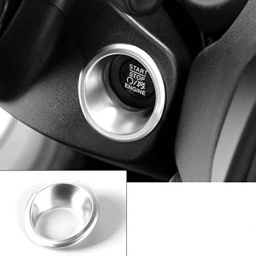 Imagem de Xodouhi Capa de botão de partida/parada para Jeep Compass 2017 2018 2019 2020 2021 acessórios interiores do carro partida de um botão (prata)