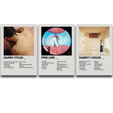 Imagem de Kit 3 Quadros Placas Decorativas Harry Styles Albuns em MDF