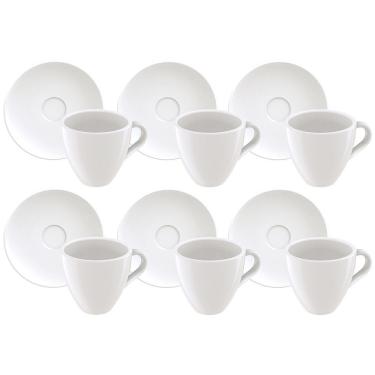 Imagem de Conjunto com 6 Xícaras e Pires para Expresso Tramontina Paola em Porcelana Branca - 95 ml