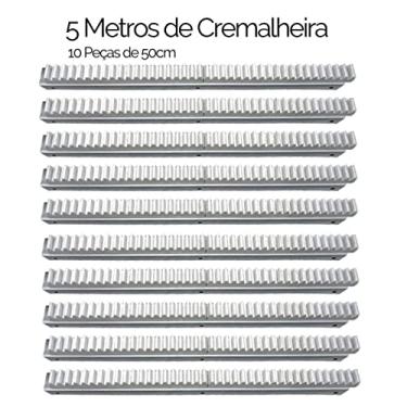 Imagem de Kit 5 Metros de Cremalheira (10 peças) de Alumínio AGL Gomo 50cm + Par de Imãs