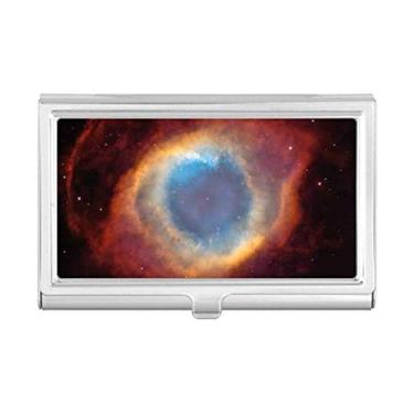 Imagem de Carteira de bolso com compartimento para cartão de visita da Nebulosa Planeta Azul Vermelho