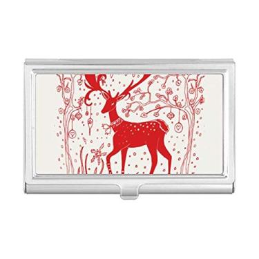 Imagem de Porta-cartões de visita com desenho de animal de veado vermelho com corte de papel