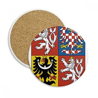Imagem de Emblema nacional tcheco xícara porta-copos país caneca de proteção de mesa pedra absorvente