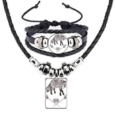 Imagem de Conjunto de joias de couro estilo barroco com coroa de espada de raposa