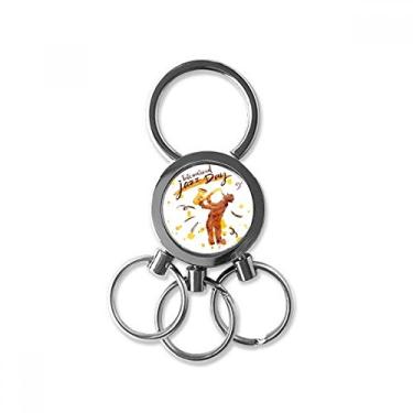 Imagem de DIYthinker Instrumentos musicais de saxofone padrão aquarela aço inoxidável chaveiro metal chaveiro carro chaveiro clipe presente