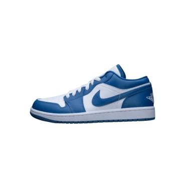 Imagem de Nike Tênis de basquete feminino Air Jordan 1 Low UNC, Branco/Dk Marina azul-branco, 5.5