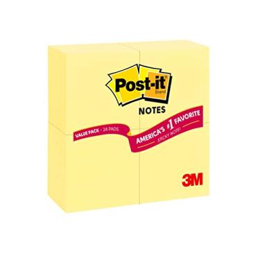 Imagem de Post-it Pacote econômico Notes, 7,6 cm x 7,6 cm, amarelo canário, 24 blocos/pacote