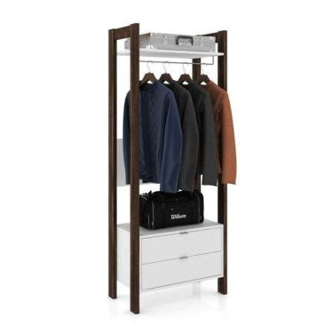 Imagem de Módulo para Closet Alto 1 Prateleira 2 Gavetas 1 Cabide Az1011 Tecno Mobili Branco/Preto Onix