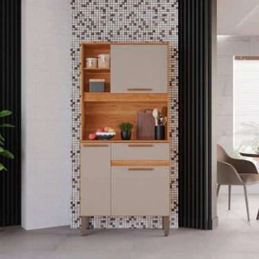 Imagem de Armário de Cozinha 3 Portas 1 Gaveta Lia Cinamomo/Off