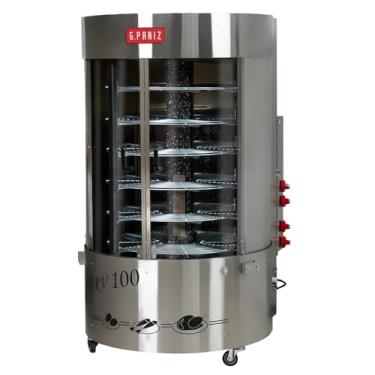 Imagem de Frangueira e Assador Rotativo Vertical a Gás c/Queimador Central ARV-100 QC - Aço Inox Capacidade 100 Kgs Interior Autolimpante - G. Paniz Gás GLP - Bivolt