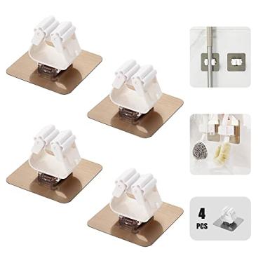 Imagem de Shaoduoli Suporte autoadesivo para esfregão, suporte de parede para vassoura, gancho de adesivo para ferramentas de limpeza, banheiro / cozinha / vaso sanitário/garagem, sem perfuração e