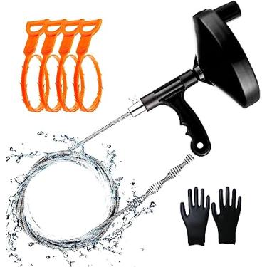 Imagem de AJOMAN Eixo helicoidal de drenagem de 6 m e 4 peças de removedor de entupimento de cobra para cozinha, banheiro, banheiro, ralo de pia de vaso sanitário, cobras de encanamento para desentupir tubos de