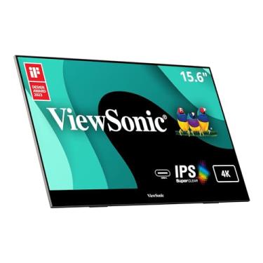 Imagem de ViewSonic VX1655-4K 15.6インチ 4K UHD ポータブルLED IPSモニター 2ウェイ電源60W USB C、ミニHDMI、デュアルスピーカー、三脚マウント付き内蔵スタンド付き