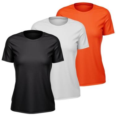 Imagem de Kit 3 Camisetas Feminina Dry Manga Curta Proteção UV Slim Fit Básica Academia Treino Fitness-Feminino
