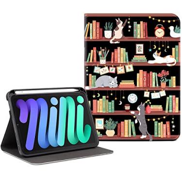 Imagem de Capa para iPad Mini 6, capa para iPad de 21.1 cm para iPad Mini 6ª geração com suporte para lápis [Apple Pencil Charging+Touch ID], capa com visualização em vários ângulos, suporte ajustável,