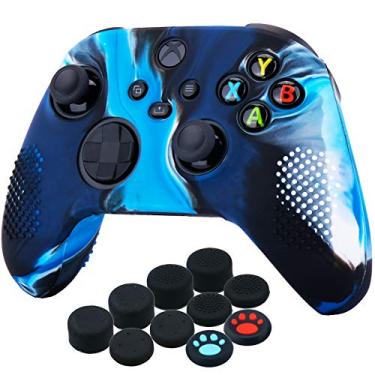 Imagem de YoRHa Capa de silicone para controle Xbox Series X/S x 1 (azul camuflagem) com alças de polegar x 10