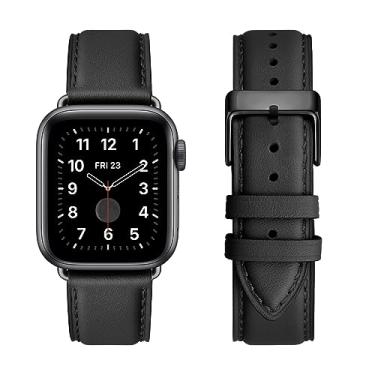 Imagem de OMIU Pulseira de couro compatível com Apple Watch SE séries 11, 10, 9, 8, 7, 6, 5, 4, 3, 2 e 1 de 38 mm, 40 mm, 41 mm, 44 mm, 46 mm, 49 mm, ultra para Apple Watch SE séries 11, 10, 9, 8, 7, 6, 5, 4, 3