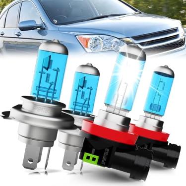 Imagem de SPBRTBUB Compatível com faróis de halogêneo Honda CR-V CRV 2007-2014, lâmpadas de neblina H11 de farol alto e baixo 9003, branco 6000K, pacote com 4
