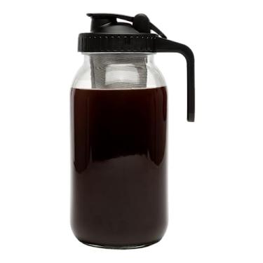 Imagem de Primula Cafeteira gelada Mason Jar Cold Brew com filtro de aço inoxidável e tampa fácil de despejar, jarra de vidro durável cabe na maioria das portas de geladeira, pode ser lavada na lava-louças,