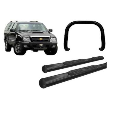 Imagem de Kit Quebra Mato Estribo Oval Oblongo Preto Para Blazer - HOZZ