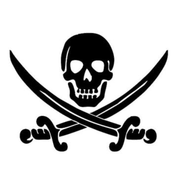 Imagem de Adesivo de vinil CCI pirata esqueleto com espadas Jolly Roger decalque | Carros caminhões Vans paredes Laptop|Preto | 5,5 x 4,2 pol. |CCI2104