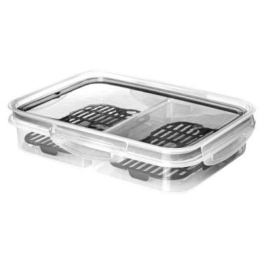 Imagem de Pote Hermético p/ Frios com Escorredor Divisória 1L Plasútil, Transpar