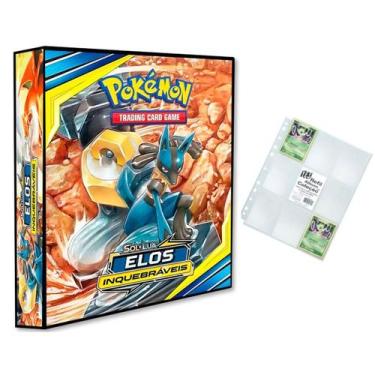 Imagem de Álbum Pasta Fichário Pokemon com 10 Folhas YES 9 Bolsos Elos Inquebráv