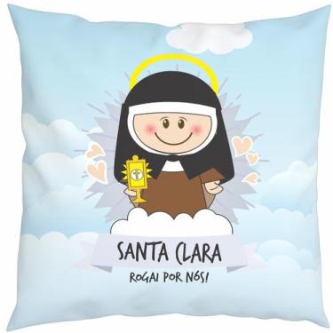 Imagem de Almofada Com Enchimento Oração Santinhos Santa Clara de Assis - Core D