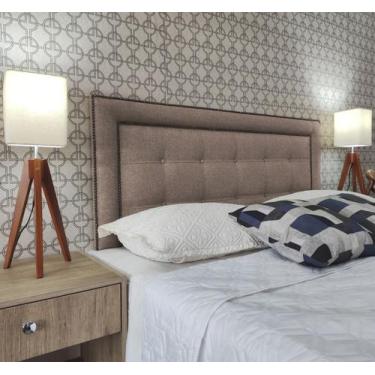 Imagem de Cabeceira Cama King Veneza 10 Diamond 2 Com Tachas Linho Bege 60 RBL