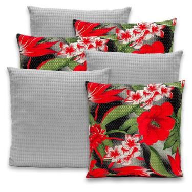 Imagem de Kit 6 Capas de Almofadas PIQUET Favinho Lisa e Estampada 40x40 C/ Zípe