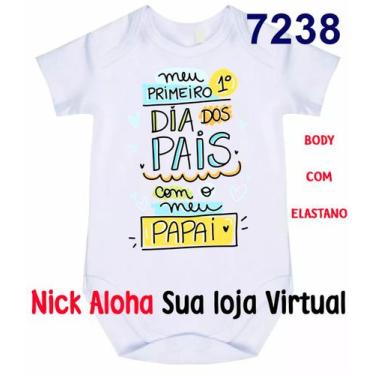 Imagem de body bebê meu primeiro dia dos pais cód 7238 - nick aloha, Branco, M