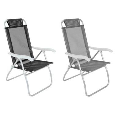 Imagem de Kit 2 Cadeira De Praia Reclinável Sannet 4 Posições Alumínio Camping P