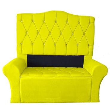 Imagem de Kit Cabeceira + Recamier Luxo Com Botões Strass Estofada Super King 19