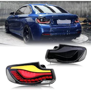Imagem de inginuity time Luzes traseiras LED GTS para BMW Série 2 M2 F22 2014 2015 2016 2017 2018 2019 2 Sery Coupe conversível preto F23 F87 OLED Start-up Animação Indicador sequencial Luzes Traseiras Acessário
